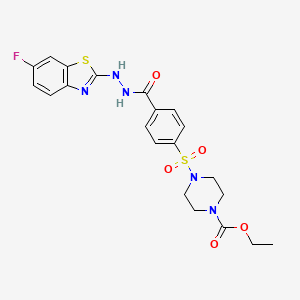 B2665661 Ethyl 4-((4-(2-(6-fluorobenzo[d]thiazol-2-yl)hydrazinecarbonyl)phenyl)sulfonyl)piperazine-1-carboxylate CAS No. 851980-10-4