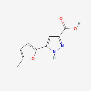 molecular formula C9H8N2O3 B2665663 3-(5-methyl-2-furyl)-1H-pyrazole-5-carboxylic acid CAS No. 879442-52-1