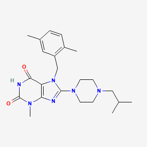 molecular formula C23H32N6O2 B2665666 7-(2,5-dimethylbenzyl)-8-(4-isobutylpiperazin-1-yl)-3-methyl-1H-purine-2,6(3H,7H)-dione CAS No. 898463-66-6