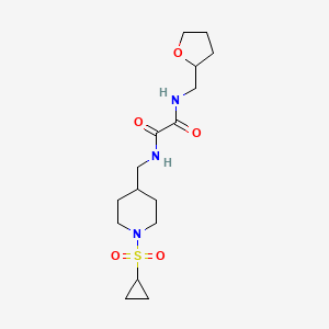 molecular formula C16H27N3O5S B2665673 N'-{[1-(cyclopropanesulfonyl)piperidin-4-yl]methyl}-N-[(oxolan-2-yl)methyl]ethanediamide CAS No. 1327253-81-5