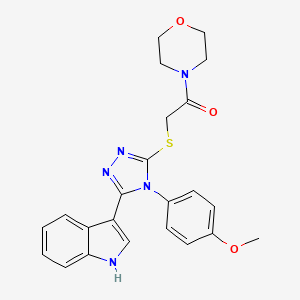 molecular formula C23H23N5O3S B2665674 2-((5-(1H-indol-3-yl)-4-(4-methoxyphenyl)-4H-1,2,4-triazol-3-yl)thio)-1-morpholinoethanone CAS No. 852145-63-2