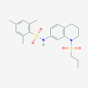 molecular formula C21H28N2O4S2 B2665720 2,4,6-trimethyl-N-[1-(propane-1-sulfonyl)-1,2,3,4-tetrahydroquinolin-7-yl]benzene-1-sulfonamide CAS No. 946226-67-1
