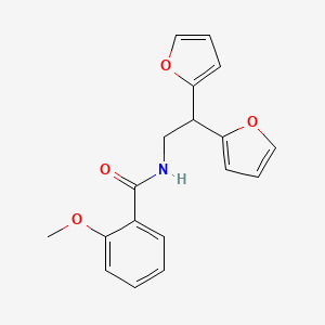 molecular formula C18H17NO4 B2665759 N-[2,2-bis(furan-2-yl)ethyl]-2-methoxybenzamide CAS No. 2309802-49-9