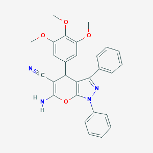 molecular formula C28H24N4O4 B266576 6-amino-1,3-diphenyl-4-(3,4,5-trimethoxyphenyl)-1,4-dihydropyrano[2,3-c]pyrazole-5-carbonitrile 