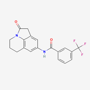 molecular formula C19H15F3N2O2 B2665792 N-{2-oxo-1-azatricyclo[6.3.1.0^{4,12}]dodeca-4,6,8(12)-trien-6-yl}-3-(trifluoromethyl)benzamide CAS No. 898463-36-0