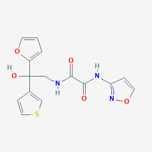 molecular formula C15H13N3O5S B2665811 N'-[2-(furan-2-yl)-2-hydroxy-2-(thiophen-3-yl)ethyl]-N-(1,2-oxazol-3-yl)ethanediamide CAS No. 2034398-06-4