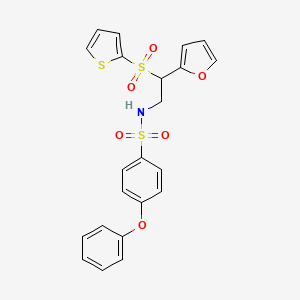 molecular formula C22H19NO6S3 B2665822 N-[2-(furan-2-yl)-2-(thiophene-2-sulfonyl)ethyl]-4-phenoxybenzene-1-sulfonamide CAS No. 877817-12-4