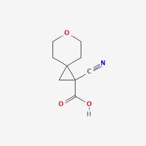 molecular formula C9H11NO3 B2665835 1-Cyano-6-oxaspiro[2.5]octane-1-carboxylic acid CAS No. 2173996-86-4
