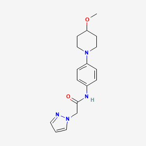 B2665870 N-(4-(4-methoxypiperidin-1-yl)phenyl)-2-(1H-pyrazol-1-yl)acetamide CAS No. 1797641-77-0