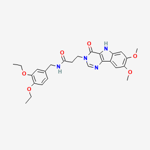 molecular formula C26H30N4O6 B2665917 N-[(3,4-diethoxyphenyl)methyl]-3-{7,8-dimethoxy-4-oxo-3H,4H,5H-pyrimido[5,4-b]indol-3-yl}propanamide CAS No. 1184987-42-5