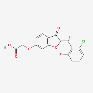 molecular formula C17H10ClFO5 B2665923 (Z)-2-((2-(2-chloro-6-fluorobenzylidene)-3-oxo-2,3-dihydrobenzofuran-6-yl)oxy)acetic acid CAS No. 885952-33-0