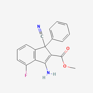 molecular formula C18H13FN2O2 B2665927 methyl 3-amino-1-cyano-4-fluoro-1-phenyl-1H-indene-2-carboxylate CAS No. 339010-38-7