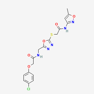 2-(4-chlorophenoxy)-N-((5-((2-((5-methylisoxazol-3-yl)amino)-2-oxoethyl)thio)-1,3,4-oxadiazol-2-yl)methyl)acetamide