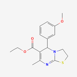 molecular formula C17H20N2O3S B2665936 Ethyl 5-(3-methoxyphenyl)-7-methyl-2,3-dihydro-5H-thiazolo[3,2-a]pyrimidine-6-carboxylate CAS No. 890091-77-7