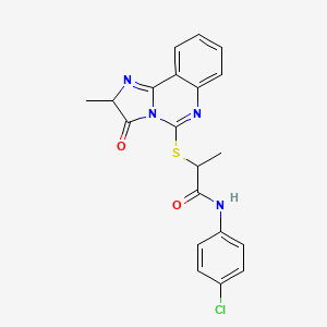 molecular formula C20H17ClN4O2S B2665946 N-(4-chlorophenyl)-2-((2-methyl-3-oxo-2,3-dihydroimidazo[1,2-c]quinazolin-5-yl)thio)propanamide CAS No. 1189651-59-9