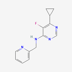 molecular formula C13H13FN4 B2665948 6-cyclopropyl-5-fluoro-N-[(pyridin-2-yl)methyl]pyrimidin-4-amine CAS No. 2415464-80-9
