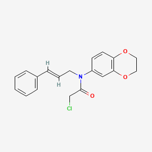 molecular formula C19H18ClNO3 B2665952 2-CHLORO-N-(2,3-DIHYDRO-1,4-BENZODIOXIN-6-YL)-N-[(2E)-3-PHENYLPROP-2-EN-1-YL]ACETAMIDE CAS No. 1338495-48-9
