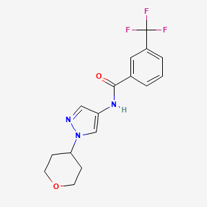 molecular formula C16H16F3N3O2 B2665959 N-[1-(oxan-4-yl)-1H-pyrazol-4-yl]-3-(trifluoromethyl)benzamide CAS No. 1448050-79-0
