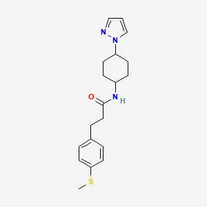 molecular formula C19H25N3OS B2665962 3-[4-(methylsulfanyl)phenyl]-N-[4-(1H-pyrazol-1-yl)cyclohexyl]propanamide CAS No. 2097873-44-2