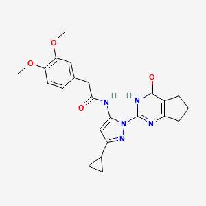 N-(3-cyclopropyl-1-(4-oxo-4,5,6,7-tetrahydro-3H-cyclopenta[d]pyrimidin-2-yl)-1H-pyrazol-5-yl)-2-(3,4-dimethoxyphenyl)acetamide