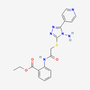 molecular formula C18H18N6O3S B2665970 ethyl 2-(2-{[4-amino-5-(pyridin-4-yl)-4H-1,2,4-triazol-3-yl]sulfanyl}acetamido)benzoate CAS No. 905781-34-2