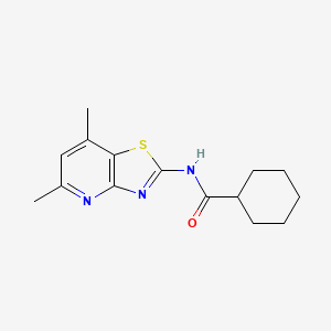 molecular formula C15H19N3OS B2665971 N-(5,7-dimethylthiazolo[4,5-b]pyridin-2-yl)cyclohexanecarboxamide CAS No. 1021078-63-6