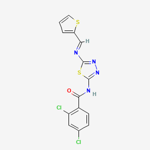 (E)-2,4-dichloro-N-(5-((thiophen-2-ylmethylene)amino)-1,3,4-thiadiazol-2-yl)benzamide