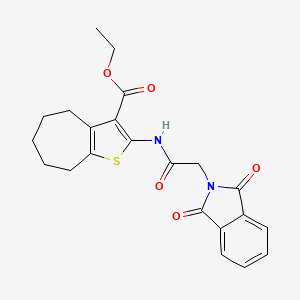 molecular formula C22H22N2O5S B2665992 ethyl 2-(2-(1,3-dioxoisoindolin-2-yl)acetamido)-5,6,7,8-tetrahydro-4H-cyclohepta[b]thiophene-3-carboxylate CAS No. 397290-72-1