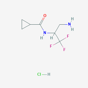 molecular formula C7H12ClF3N2O B2666006 N-(3-Amino-1,1,1-trifluoropropan-2-yl)cyclopropanecarboxamide;hydrochloride CAS No. 2378503-39-8