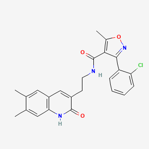 3-(2-chlorophenyl)-N-[2-(6,7-dimethyl-2-oxo-1H-quinolin-3-yl)ethyl]-5-methyl-1,2-oxazole-4-carboxamide