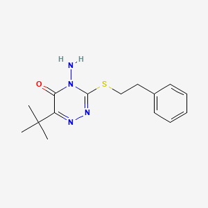 molecular formula C15H20N4OS B2666029 4-amino-6-(tert-butyl)-3-(phenethylthio)-1,2,4-triazin-5(4H)-one CAS No. 897830-92-1