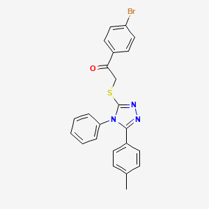 molecular formula C23H18BrN3OS B2666046 1-(4-bromophenyl)-2-((4-phenyl-5-(p-tolyl)-4H-1,2,4-triazol-3-yl)thio)ethanone CAS No. 540498-98-4