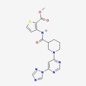 B2666050 methyl 3-(1-(6-(1H-1,2,4-triazol-1-yl)pyrimidin-4-yl)piperidine-3-carboxamido)thiophene-2-carboxylate CAS No. 1797696-23-1