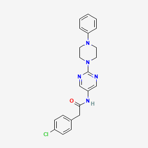 molecular formula C22H22ClN5O B2666070 2-(4-chlorophenyl)-N-[2-(4-phenylpiperazin-1-yl)pyrimidin-5-yl]acetamide CAS No. 1396845-78-5