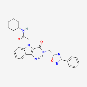 molecular formula C27H26N6O3 B2666071 N-(3-fluoro-4-methylphenyl)-2-{[3-(4-methylphenoxy)pyrazin-2-yl]thio}acetamide CAS No. 1112009-77-4