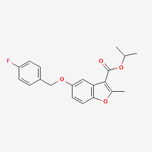molecular formula C20H19FO4 B2666081 Propan-2-yl 5-[(4-fluorophenyl)methoxy]-2-methyl-1-benzofuran-3-carboxylate CAS No. 496771-33-6