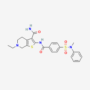 molecular formula C24H26N4O4S2 B2666085 6-ethyl-2-(4-(N-methyl-N-phenylsulfamoyl)benzamido)-4,5,6,7-tetrahydrothieno[2,3-c]pyridine-3-carboxamide CAS No. 449767-75-3