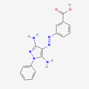 molecular formula C16H14N6O2 B2666090 3-[(2E)-2-(3,5-diimino-1-phenylpyrazolidin-4-ylidene)hydrazinyl]benzoic acid CAS No. 896061-62-4