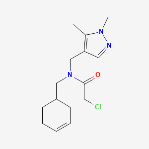 molecular formula C15H22ClN3O B2666097 2-Chloro-N-(cyclohex-3-en-1-ylmethyl)-N-[(1,5-dimethylpyrazol-4-yl)methyl]acetamide CAS No. 2411248-69-4