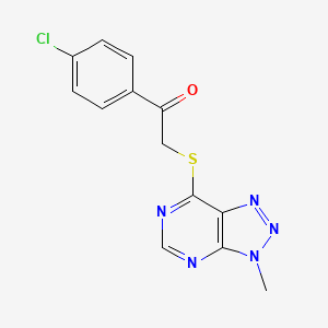 molecular formula C13H10ClN5OS B2666108 1-(4-chlorophenyl)-2-((3-methyl-3H-[1,2,3]triazolo[4,5-d]pyrimidin-7-yl)thio)ethanone CAS No. 1058231-84-7