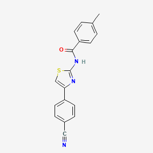 molecular formula C18H13N3OS B2666118 N-[4-(4-cyanophenyl)-1,3-thiazol-2-yl]-4-methylbenzamide CAS No. 303797-02-6