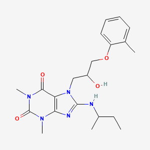 B2666127 8-(Butan-2-ylamino)-7-[2-hydroxy-3-(2-methylphenoxy)propyl]-1,3-dimethylpurine-2,6-dione CAS No. 505081-04-9