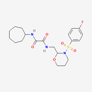N1-cycloheptyl-N2-((3-((4-fluorophenyl)sulfonyl)-1,3-oxazinan-2-yl)methyl)oxalamide