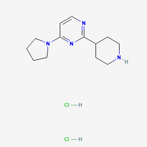 molecular formula C13H22Cl2N4 B2666154 2-(Piperidin-4-yl)-4-(pyrrolidin-1-yl)pyrimidine dihydrochloride CAS No. 2060007-51-2