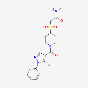 molecular formula C19H24N4O4S B2666164 N-methyl-2-((1-(5-methyl-1-phenyl-1H-pyrazole-4-carbonyl)piperidin-4-yl)sulfonyl)acetamide CAS No. 1795298-23-5
