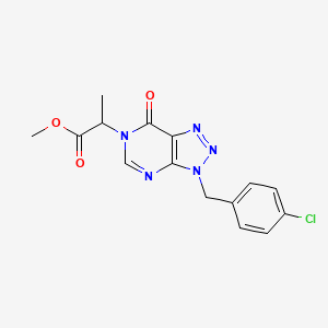 molecular formula C15H14ClN5O3 B2666166 METHYL 2-{3-[(4-CHLOROPHENYL)METHYL]-7-OXO-3H,6H,7H-[1,2,3]TRIAZOLO[4,5-D]PYRIMIDIN-6-YL}PROPANOATE CAS No. 847384-01-4