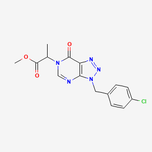 molecular formula C15H14ClN5O3 B2666166 methyl 2-[3-(4-chlorobenzyl)-7-oxo-3,7-dihydro-6H-[1,2,3]triazolo[4,5-d]pyrimidin-6-yl]propanoate CAS No. 847384-01-4