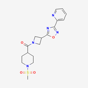 molecular formula C17H21N5O4S B2666169 (1-(Methylsulfonyl)piperidin-4-yl)(3-(3-(pyridin-2-yl)-1,2,4-oxadiazol-5-yl)azetidin-1-yl)methanone CAS No. 1251685-66-1