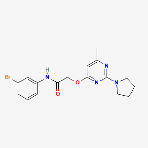 molecular formula C17H19BrN4O2 B2666196 N-(3-bromophenyl)-2-{[6-methyl-2-(pyrrolidin-1-yl)pyrimidin-4-yl]oxy}acetamide CAS No. 1226439-88-8