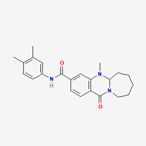 molecular formula C23H27N3O2 B2666197 N-(3,4-dimethylphenyl)-5-methyl-12-oxo-5,5a,6,7,8,9,10,12-octahydroazepino[2,1-b]quinazoline-3-carboxamide CAS No. 1775347-65-3